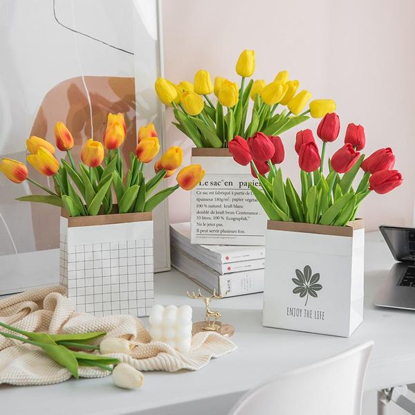 

decorative flowers & wreaths north european wind simulation bouquet tulip living room table decoration artificial flower arrangement dry