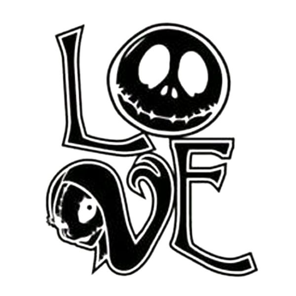 

11.6cm*13.7cm jack skellington and sally , nightmare before christmas , love , car stickers car decoration black/sliver c8-0348
