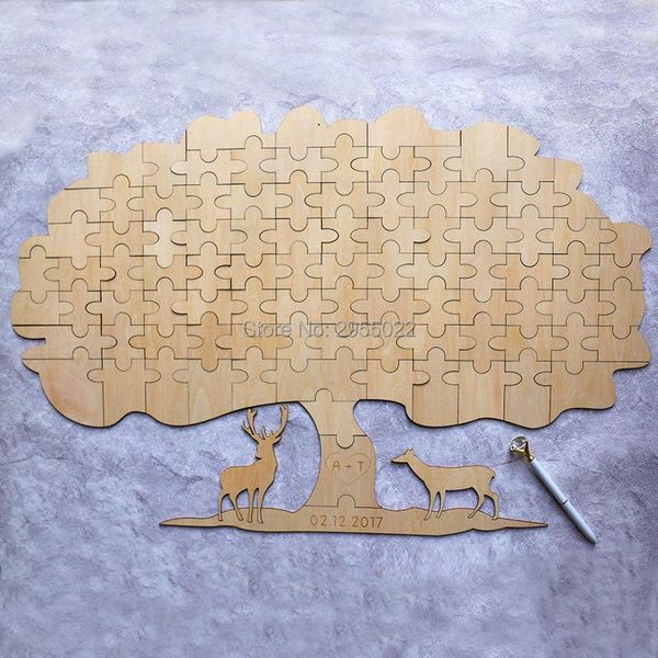 

party decoration custom tree wedding jigsaw puzzle, puzzle guestbook, deers personalized guest book, wooden alternative guestbook