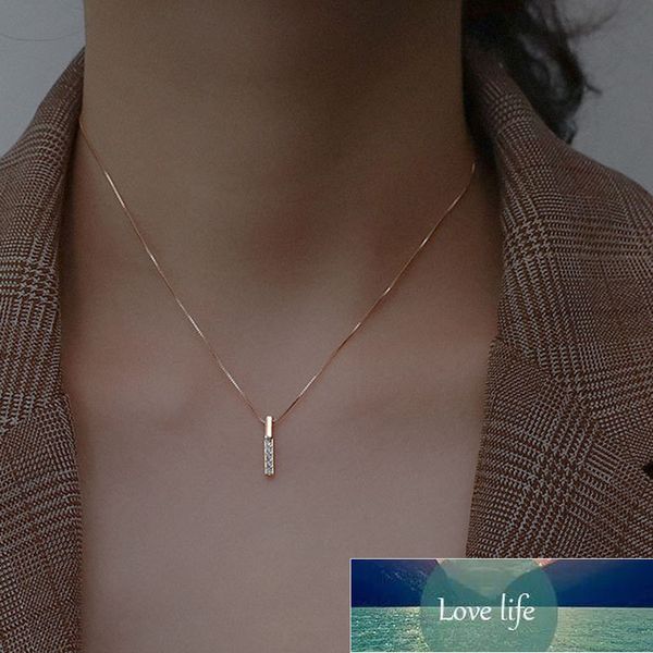 

selling 925 sterling silver necklace simple geometric cubic zircon choker shiny exquisite clavicle chain for women snk003 factory price expe