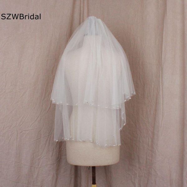 

bridal veils arrival ivory pearls beaded wedding accesorios de la boda sposa welon katedralny short veil, Black