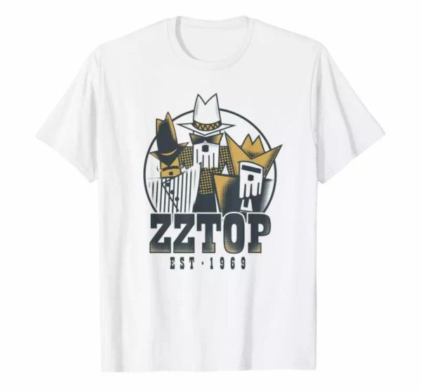 

R1 ZZ Top Tres Hombres Tour White T-shirt La Grange Got Me Under Pressure, White;black