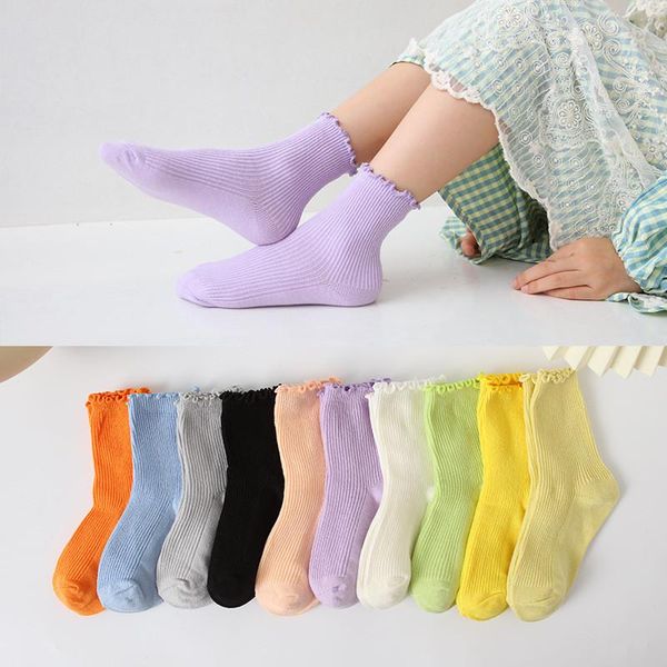 

socks 1pair 1-8y baby boys girls solid cotton candy color children summer sock kids clothes accessories, Pink;yellow
