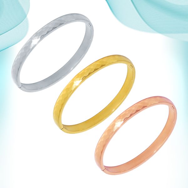 

rhombus sharp lady stainless steel bangles cuff fashion charm luxury gold color bracelets simplle jewelry for women bridal girls friends gif, Black