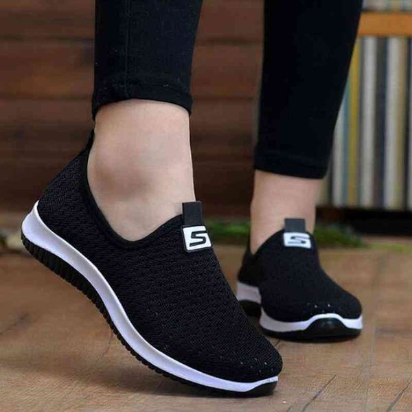 

dress shoes sapatos femininos vulcanizados de malha respirÃ¡vel, tÃªnis feminino casual esportivo antiderrapante raso para caminhada b8s8, Black