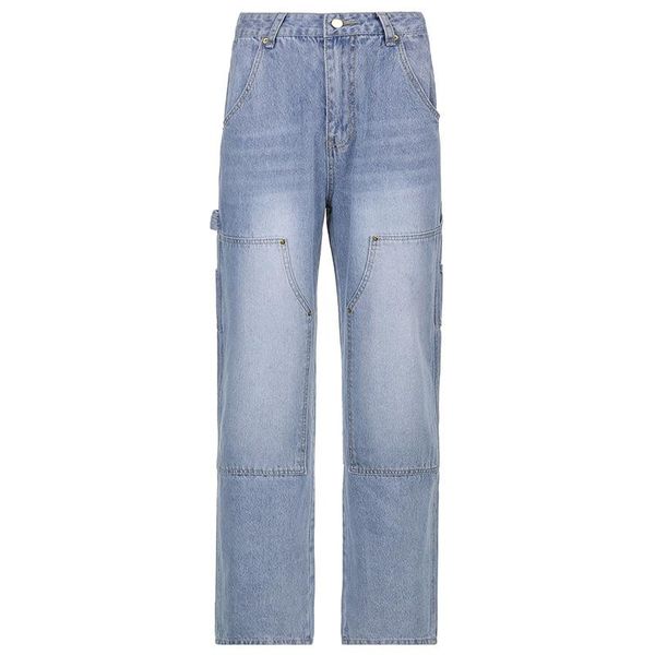 

women's jeans fashion high waist sanded washed current casual distressed straight pants, Blue