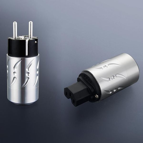 

smart power plugs pair viborg ve502r+vf502r aluminium pure copper rhodium plated european connector hifi iec plug