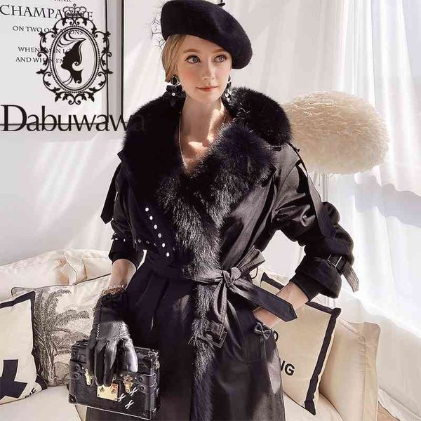 Dabuwawa Lungo Parka Donne Cappotti di Pelliccia di Coniglio di Spessore Capispalla Invernale Fusciacche Caldo Collo di Pelliccia Giacca Cappotto Femminile DT1DPK015 210520