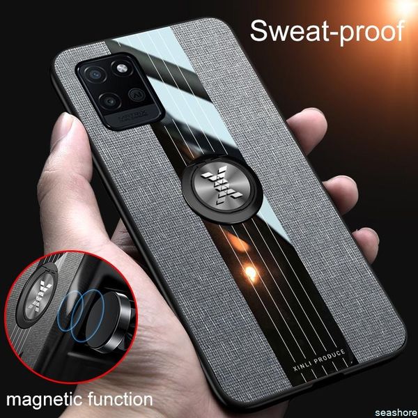 

for oppo a55 phone case luxury shockproof matte cloth cover magnetic car ring stand holder bracket cell pouches