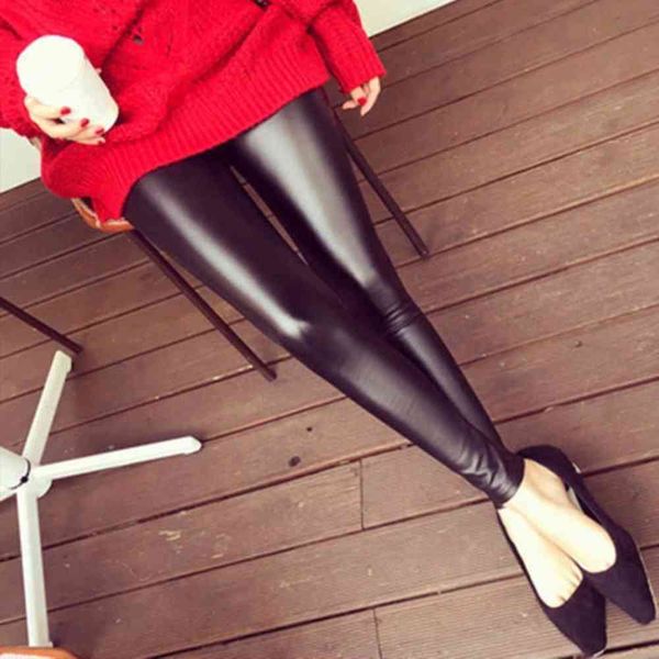 

leggings spring autumn plush high waist tight black elastic wear long outside