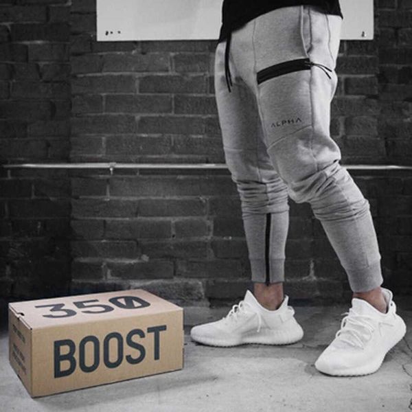 

muscle fitness brothers street men parkour casual cotton small foot guard pants sports pants drawstring joggers sweatpants trousers designer, Black