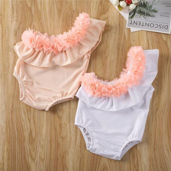 

toddler baby girl ruffle bikini one shoulder one-piece swimwear swimsuit beachwear girls swimsuits bathing suit flower one-pieces, Black