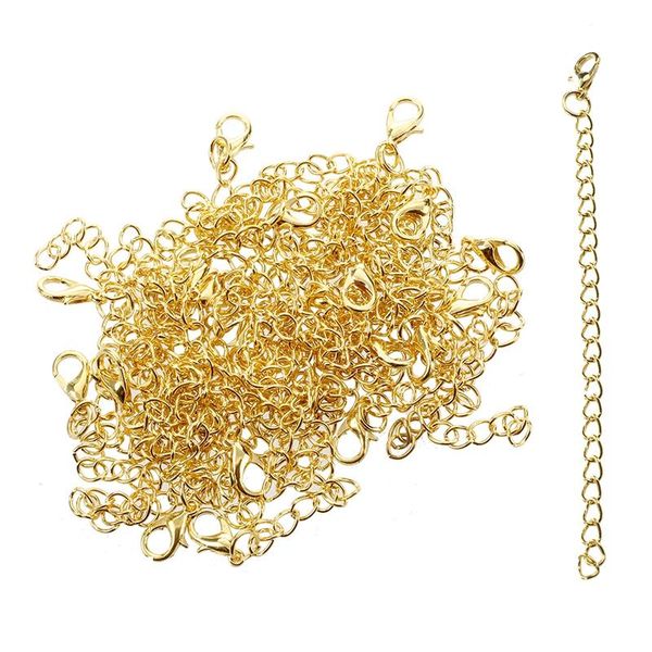 

keychains 20 gold tone necklace chain extenders findings + clasp, Silver