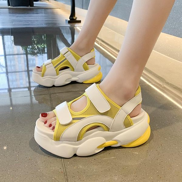 

sandals 2021 women summer fashion hook & loop wedges ladies shoes platform woman sport outdoor beach sandalias mujer, Black