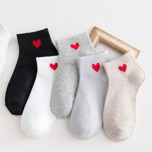 

socks & hosiery 5pc/lot summer thin cute cartoon love solid color student sports breathable shallow mouth invisible short tube women's, Black;white