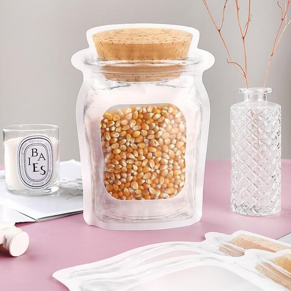 

food storage zipper bags smell proof reusable mason jar lock stand up bag bottle shape plastic grade bags gifts