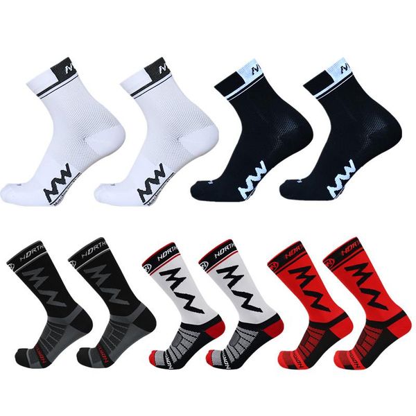 

sports socks compression cycling men outdoor mountain bike racing comfortable calcetines ciclismo, Black