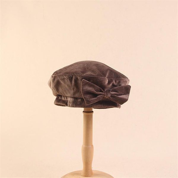 

berets ldlsyjr autumn winter warm cotton bowknot beret hats for women and girl painter hat beanie cap, Blue;gray