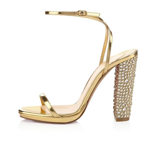 

sandals platform with thick heel and diamond, Black