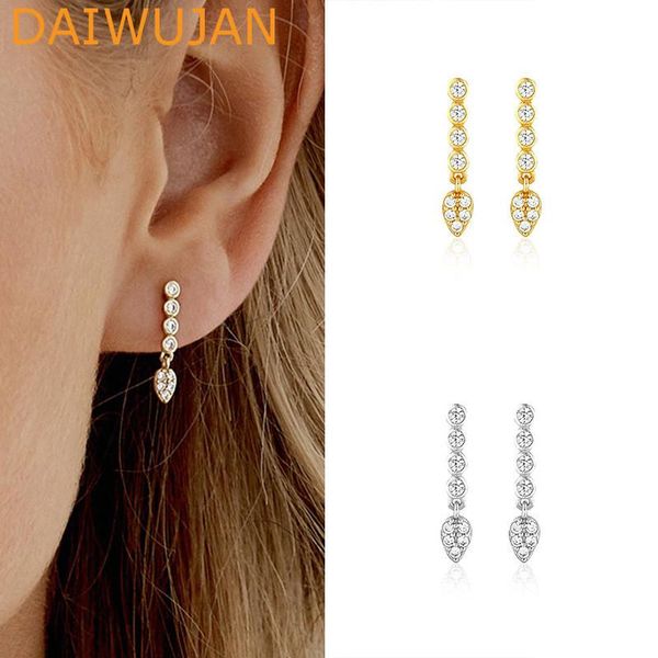 

mini luxury real 925 sterling silver drop earrings full crystal water for women punk wedding jewelry dangle & chandelier