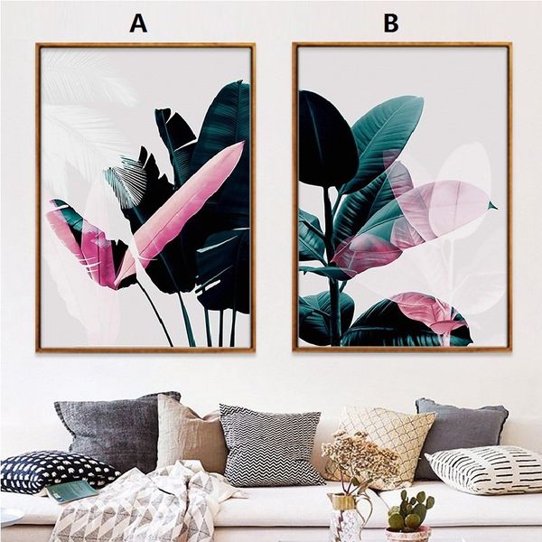 

unframed decorative green large leaf plant print canvas art painting