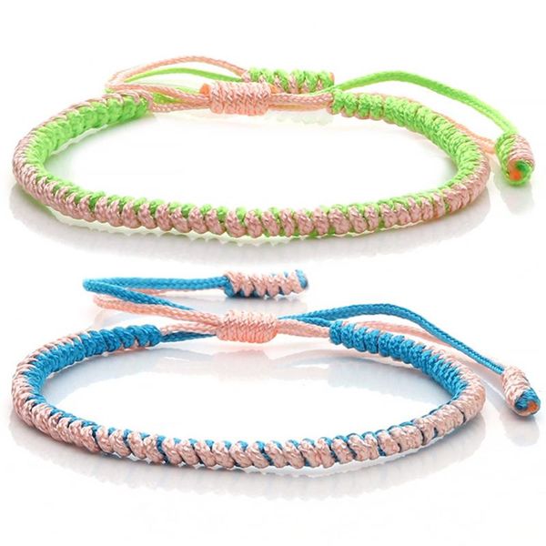 

tennis handmade braided bracelet charm tibetan buddhist lucky pink knots rope adjustable friendship bracelets&bangles for women men, Golden;silver