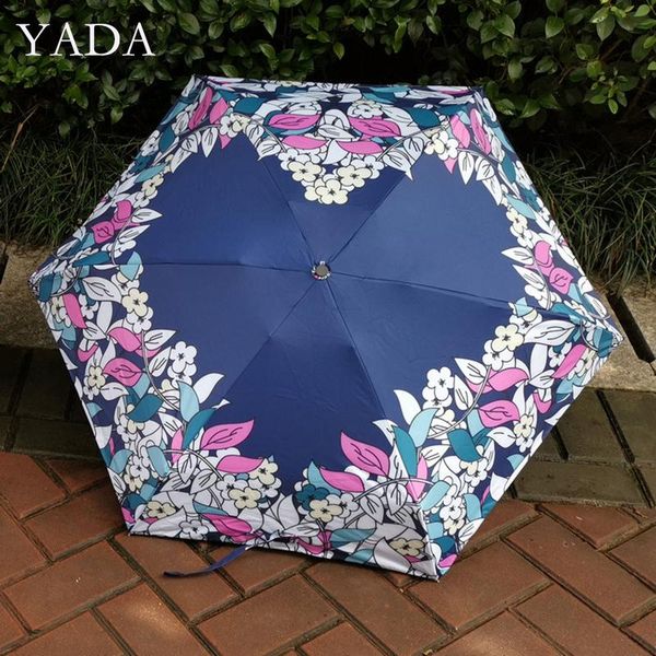 

umbrellas yada 2021 ins love heart pattern 5-folding rainy mini pocket umbrella for women men anti-uv small parasol yd200307