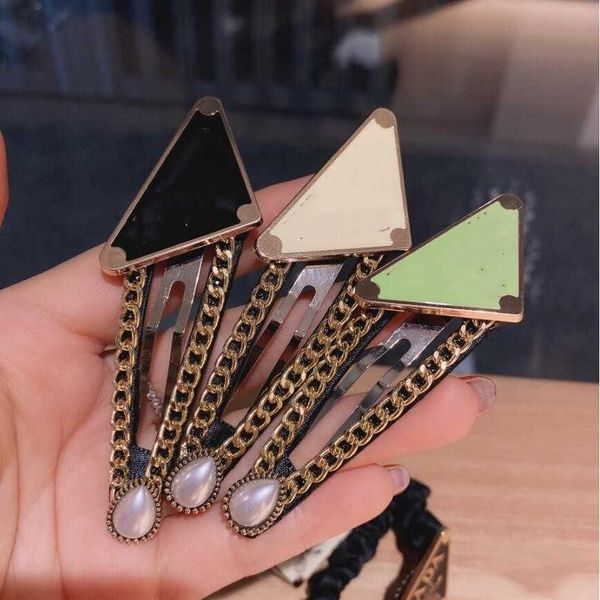 

2021 european and american triangle letter hair rubber bands simple little fairy pure color chain accessories female high quality, Pink