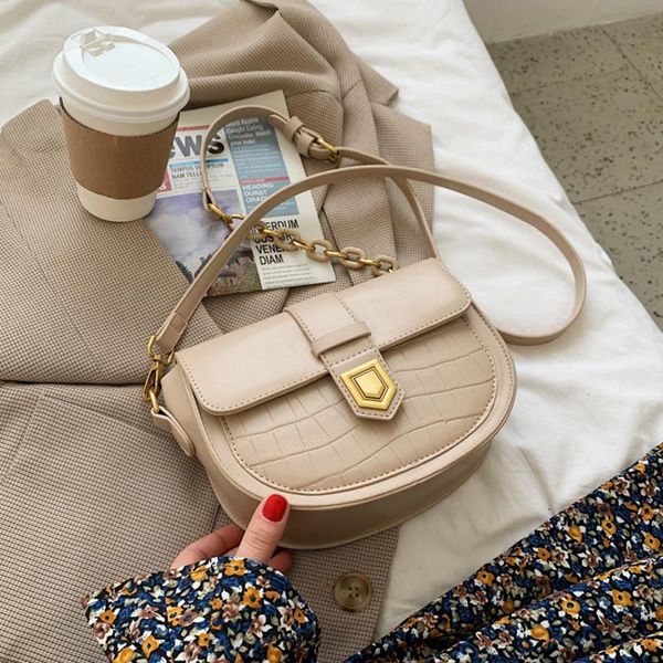 

shoulder bags 2021 spring solid color flip high-quality pu leather women's designer handbag lock messenger purses
