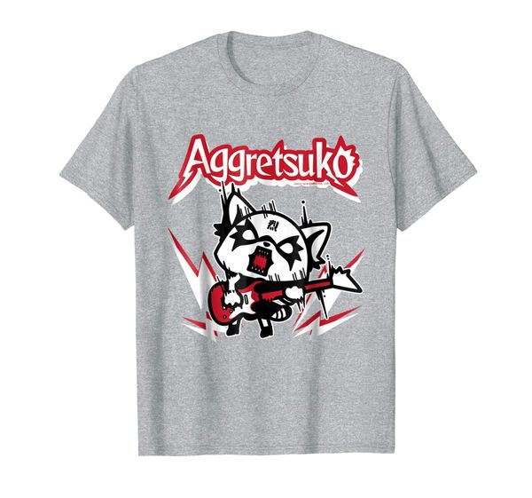 

aggretsuko rocker rage tee shirt, White;black