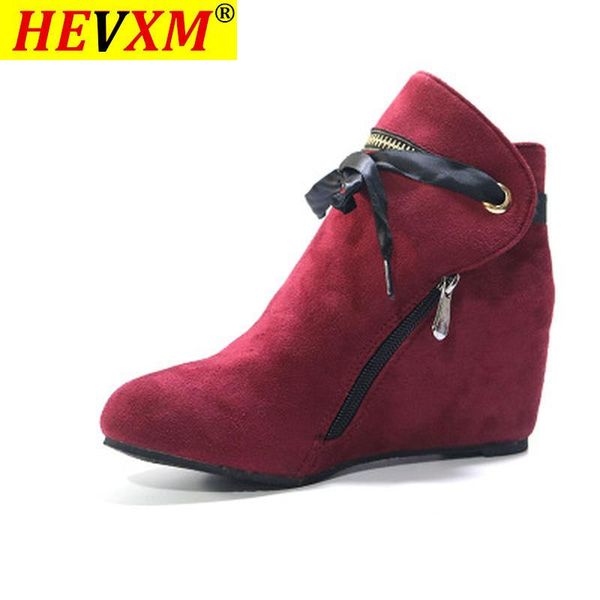 

boots autumn/winter 2021 side zipper ankle with fashion ribbon decoration women flat heel round toe large size cotton, Black