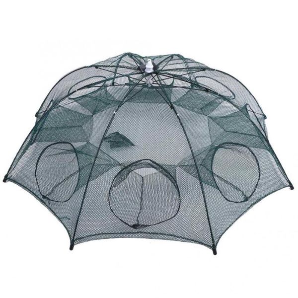 

fishing accessories network 8 holes outdoor portable folding bait trap crawdad shrimp crab dip cage net