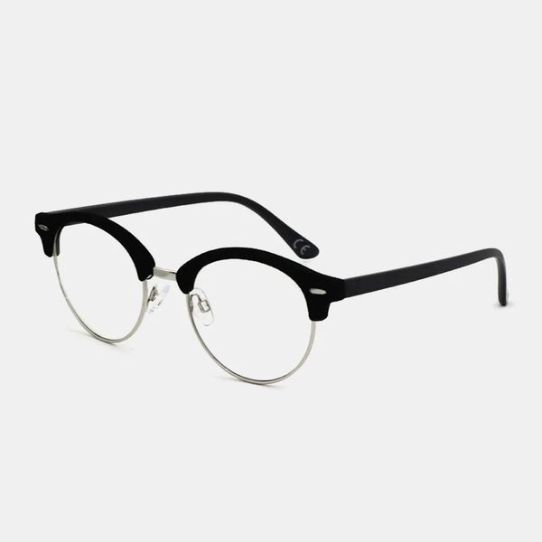 

women half-frame casual brief round shape sunglasses - black