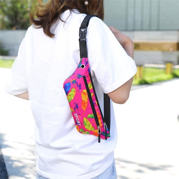 

women sports waist fanny pack nylon waterproof bum bag female fashion feather chest belt purse #40 bags