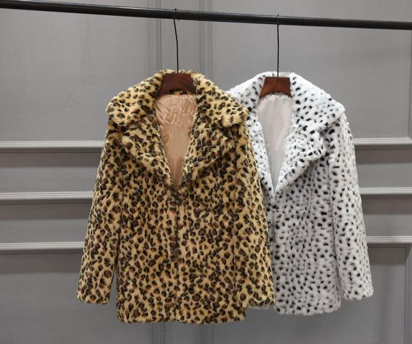 

women's fur & faux coat open stitch vintage long length loose oversize turn-down collar full sleeve black white casual female wild