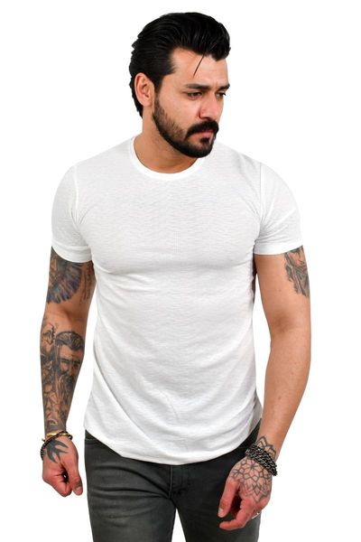

men's t-shirts deepsea men 's white t-shirt slim fit o-neck knitted oval collar short sleeve casual, spring, summer 2100723, White;black