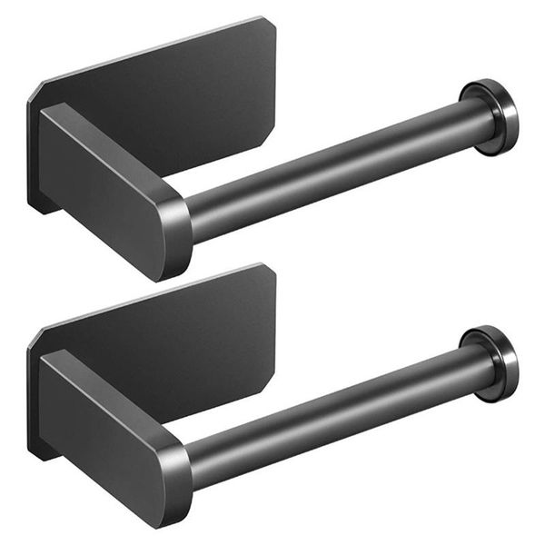 

toilet paper holders 2x holder self adhesive kitchen washroom roll for bathroom stick on wall brushed