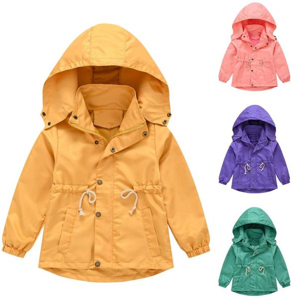 

jackets children's jacket clothing solid color boys and girls waist windbreaker autumn hooded detachable vestidos, Blue;gray