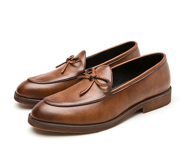 

genuine leather shoe handmade black mens loafers tassel man dress shoes wedding moccasin party footwear