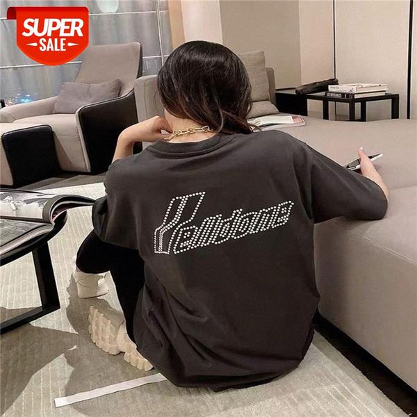 

streetwear men we11done 20aw correct version three-dimensional silver pearl logo short-sleeved t-shirt ins and women loose bottom #ds5x, White;black
