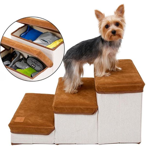 

kennels & pens dog stairs pet 3 steps for small cat house ramp ladder anti-slip removable dogs bed puppy climbing