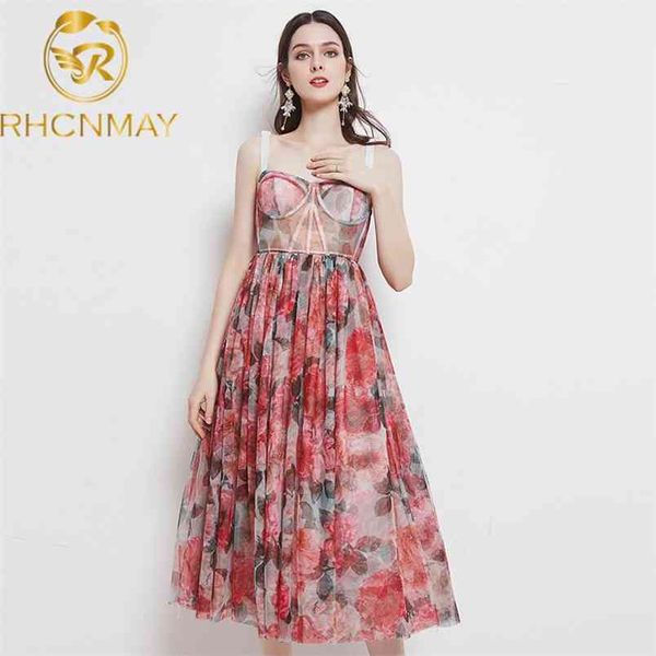 

designer floral a line vintage elegant party night dress spaghetti strap summer goblincore midi elbise robes 210506, Black;gray