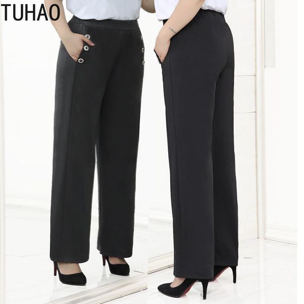 

women's pants & capris tuhao plus size 10xl 8xl 6xl 4xl trousers fashion casual loose elastic waist women large female winter wm02, Black;white