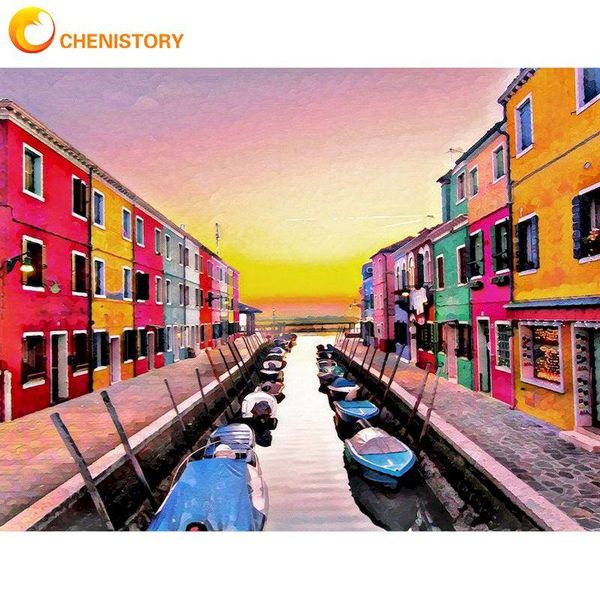 

paintings chenistory 40x50cm city river boat lamdscape painting by numbers for adults hand painted diy gift home living room decor arts