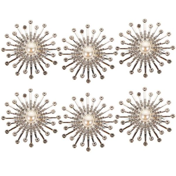 

napkin rings 6pcs rhinestone pearl table buckles sunflower shape el