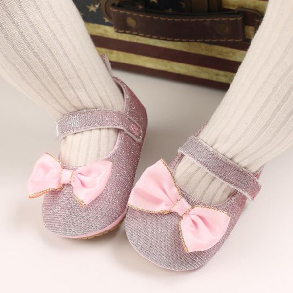 

first walkers infant girls bow-knot princess sequins shoes walker born baby indoor soft-soled walking soft rubber sole