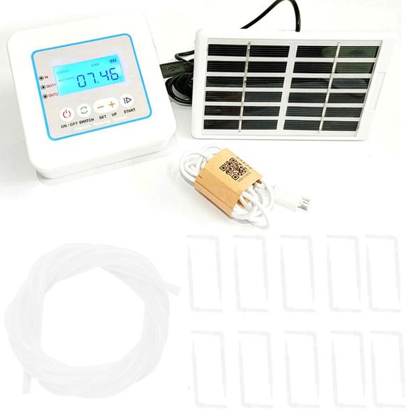 

watering equipments digital led display water timer intelligent drip irrigation controller with solar panel for automatic garden system