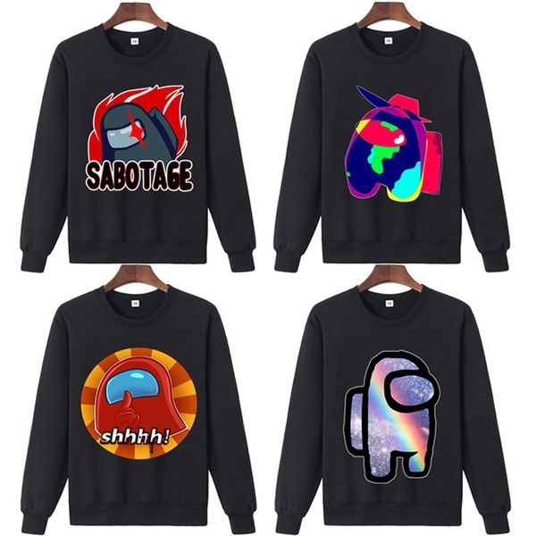 

men's hoodies & sweatshirts 2021 autumn men women o-neck sweatshirt cartoon print fashion youth street trend loose long-sleeved t-shirt, Black