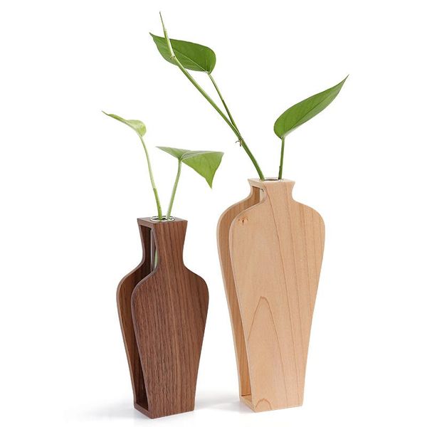 

vases brief wooden glass combination deskvase creative home decoration