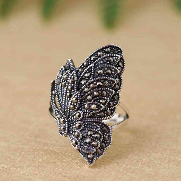 

band rings finger golden deer king silver s925 yintai inlaid marseille antique style women's butterfly